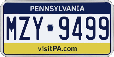 PA license plate MZY9499