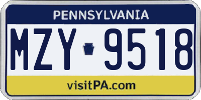 PA license plate MZY9518