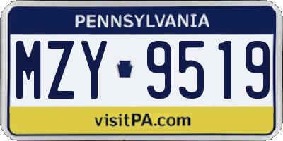 PA license plate MZY9519