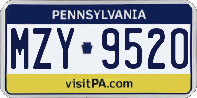 PA license plate MZY9520