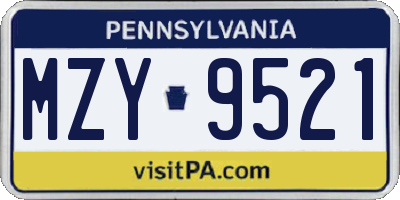 PA license plate MZY9521