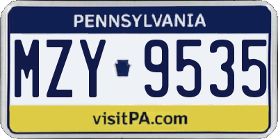 PA license plate MZY9535