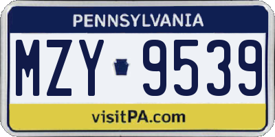 PA license plate MZY9539
