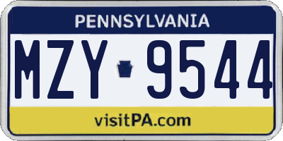 PA license plate MZY9544