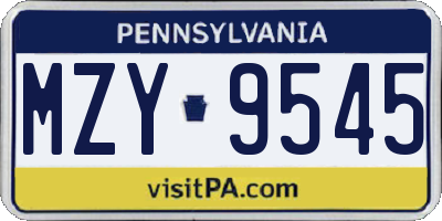 PA license plate MZY9545