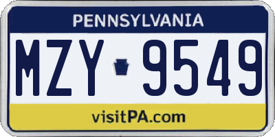 PA license plate MZY9549