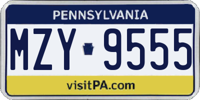 PA license plate MZY9555