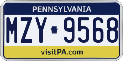 PA license plate MZY9568