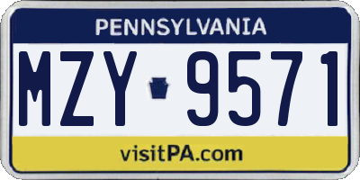 PA license plate MZY9571