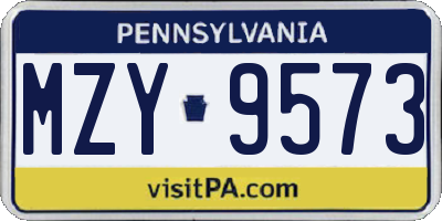 PA license plate MZY9573