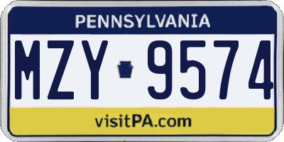 PA license plate MZY9574