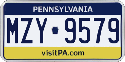 PA license plate MZY9579