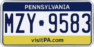 PA license plate MZY9583