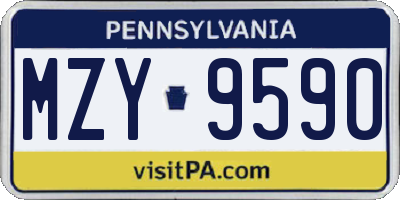 PA license plate MZY9590