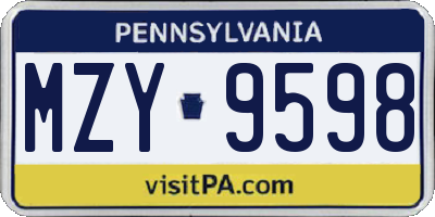 PA license plate MZY9598