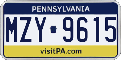 PA license plate MZY9615
