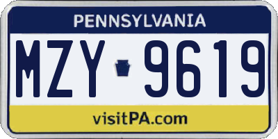 PA license plate MZY9619