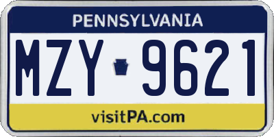 PA license plate MZY9621