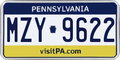 PA license plate MZY9622