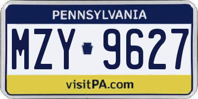 PA license plate MZY9627