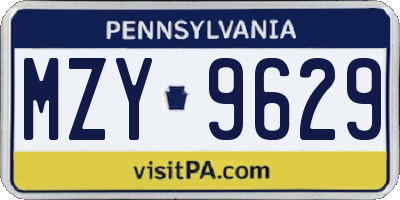 PA license plate MZY9629
