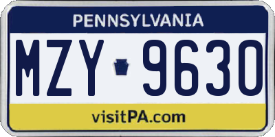 PA license plate MZY9630