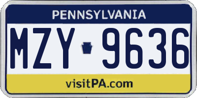 PA license plate MZY9636