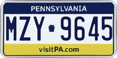 PA license plate MZY9645