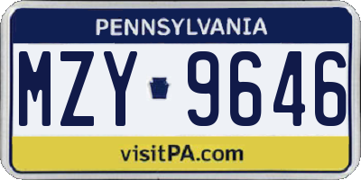 PA license plate MZY9646