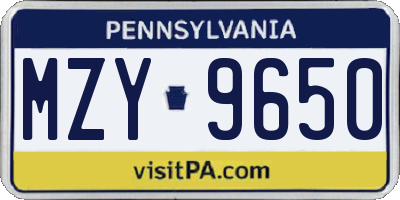 PA license plate MZY9650
