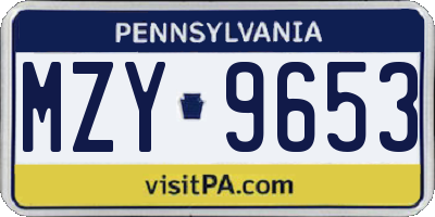 PA license plate MZY9653