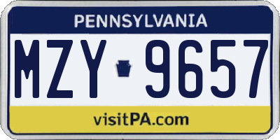 PA license plate MZY9657