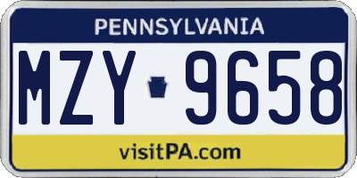 PA license plate MZY9658