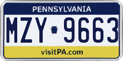 PA license plate MZY9663