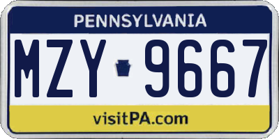 PA license plate MZY9667