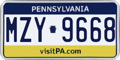 PA license plate MZY9668