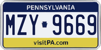 PA license plate MZY9669