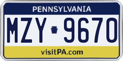 PA license plate MZY9670