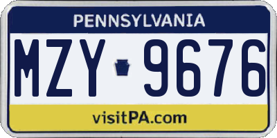 PA license plate MZY9676
