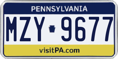 PA license plate MZY9677