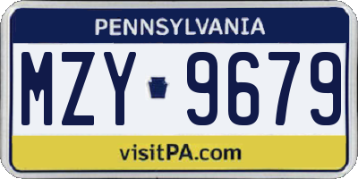 PA license plate MZY9679