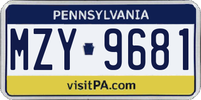 PA license plate MZY9681