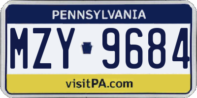 PA license plate MZY9684