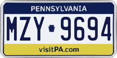 PA license plate MZY9694