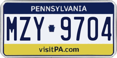 PA license plate MZY9704
