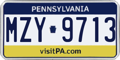 PA license plate MZY9713