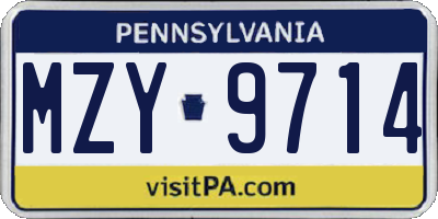 PA license plate MZY9714