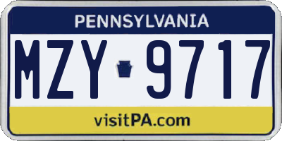 PA license plate MZY9717