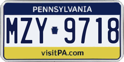PA license plate MZY9718