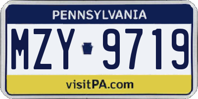 PA license plate MZY9719